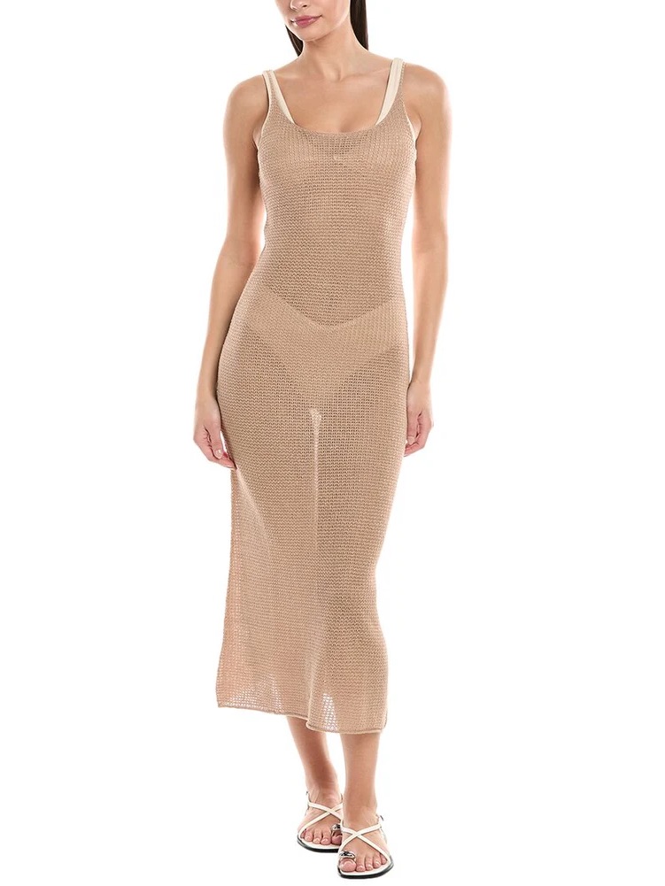 Onia Textured Linen Sweater Scoop Maxi Dress